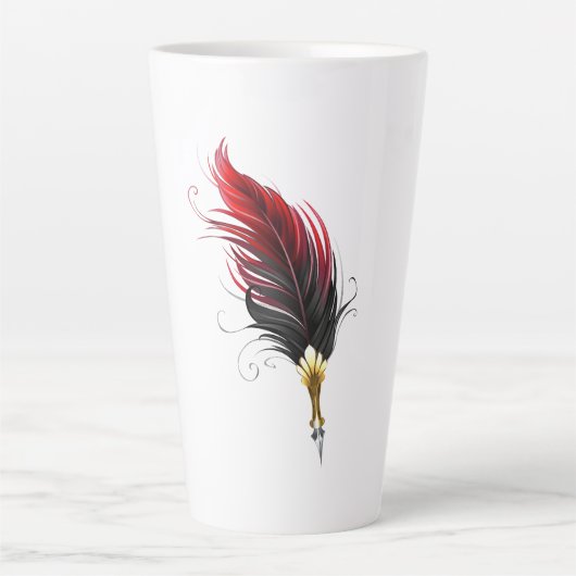 Rode veren pen met gouden punt latte mok (Voorkant)