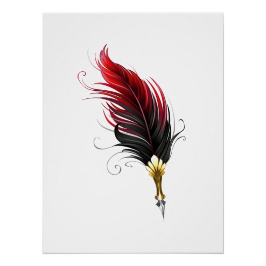 Rode veren pen met gouden punt perfect poster (Voorkant)