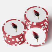 Rode veren pen met gouden punt poker chips (Opstapeling)