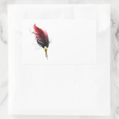 Rode veren pen met gouden punt rechthoekige sticker (Tas)