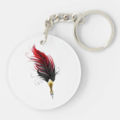 Rode veren pen met gouden punt sleutelhanger (Achterkant)