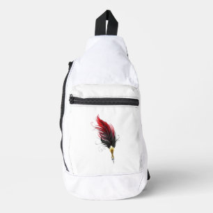Rode veren pen met gouden punt sling bag