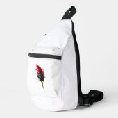 Rode veren pen met gouden punt sling bag (Rechterhoek)