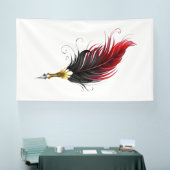 Rode veren pen met gouden punt spandoek (Beurs)