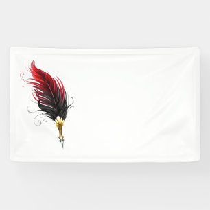 Rode veren pen met gouden punt spandoek