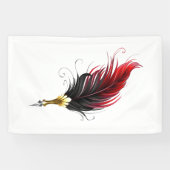 Rode veren pen met gouden punt spandoek (Horizontaal)