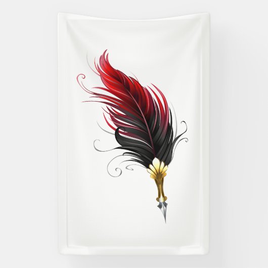 Rode veren pen met gouden punt spandoek (Verticaal)