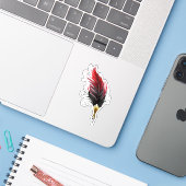 Rode veren pen met gouden punt sticker (Laptop met iPhone)