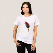 Rode veren pen met gouden punt Tri-Blend shirt (Voorkant volledig)