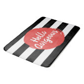 Rode verf Hallo schitterend zwart en witte streep Badmat (Gekanteld)