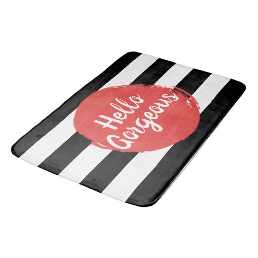 Rode verf Hallo schitterend zwart en witte streep Badmat (Gekanteld)