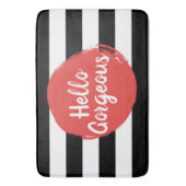 Rode verf Hallo schitterend zwart en witte streep Badmat (Voorkant Verticaal)