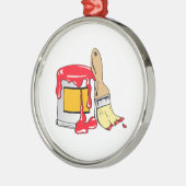 Rode verf kan en penseel metalen ornament (Links)