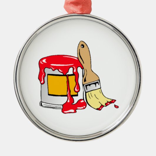 Rode verf kan en penseel metalen ornament (Voorkant)