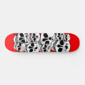 Rode verf splatter schedels zwarte skateboard dek (Horizontaal)