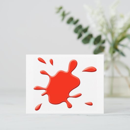 Rode verf splodge briefkaart (Staand voorkant)