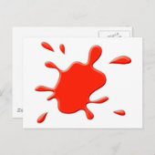 Rode verf splodge briefkaart (Voorkant / Achterkant)