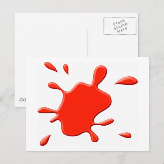 Rode verf splodge briefkaart (Voorkant / Achterkant)