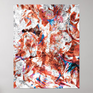 Rode verfborstel abstracte moderne digitale kunst poster