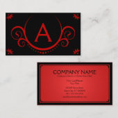 rode verfijning monogrammed visitekaartje (Voorkant / Achterkant)