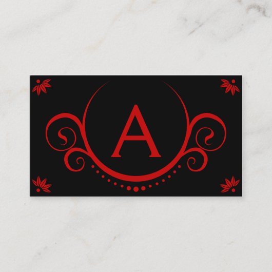 rode verfijning monogrammed visitekaartje (Voorkant)