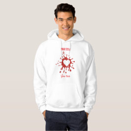 Rode verfspat met een witte hartvorm hoodie