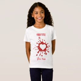 Rode verfspat met een witte hartvorm t-shirt