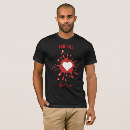 Rode verfspat met een witte hartvorm t-shirt