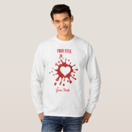 Rode verfspat met een witte hartvorm t-shirt