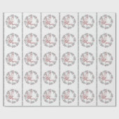 Rode Verheug Zilveren Blad Pine Krans Cadeaupapier (Vlak)