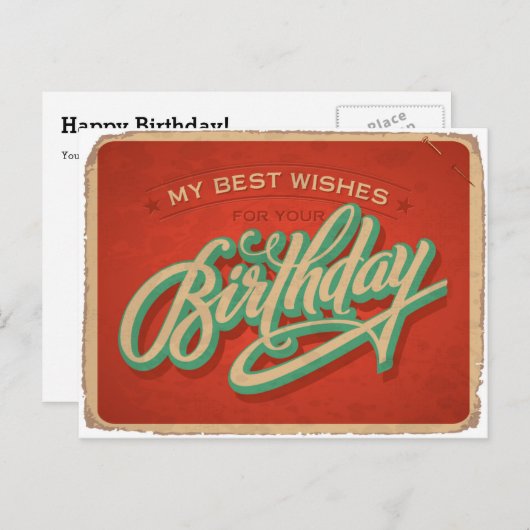 Rode Verjaardag Briefkaart (Voorkant / Achterkant)