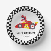 Rode Verjaardag Dinosaur race auto jongen racing k Papieren Kommen (Voorkant)