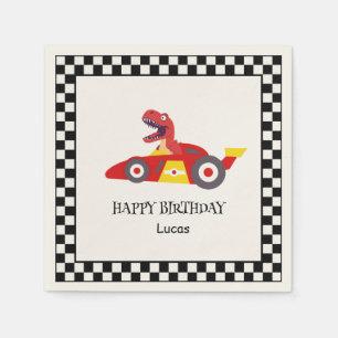 Rode Verjaardag Dinosaur race auto jongen racing k Servet