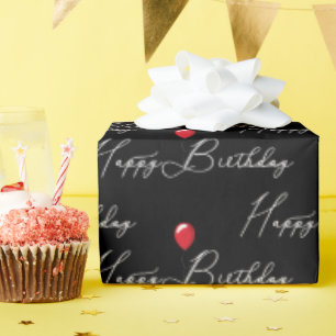 Rode Verjaardagsballon met tekst Cadeaupapier