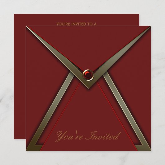 Rode verjaardagsfeest uitnodiging Sjabloon (Voorkant / Achterkant)