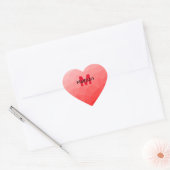 Rode verloop geometrisch mesh patroon Monogram Hart Sticker (Envelop)