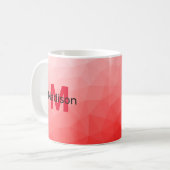 Rode verloop geometrisch mesh patroon Monogram Koffiemok (Voorkant links)