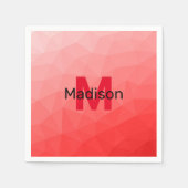 Rode verloop geometrisch mesh patroon Monogram Servet (Voorkant)