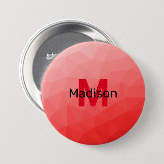 Rode verloop geometrisch meshpatroon Monogram Ronde Button 7,6 Cm (Voorkant /achterkant)