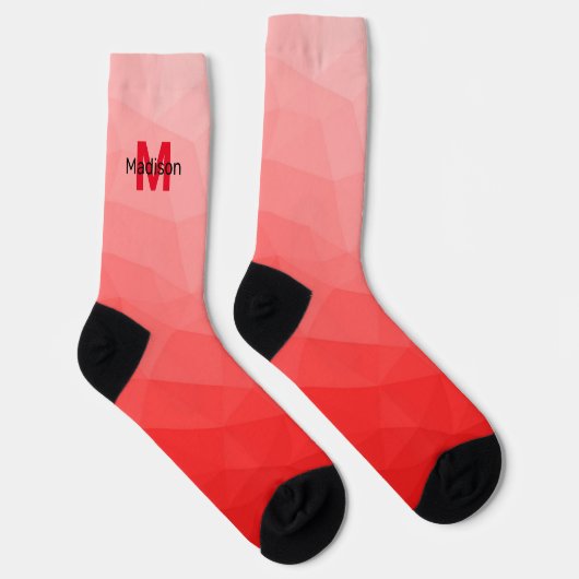 Rode verloop geometrisch meshpatroon Monogram Sokken (Rechts)