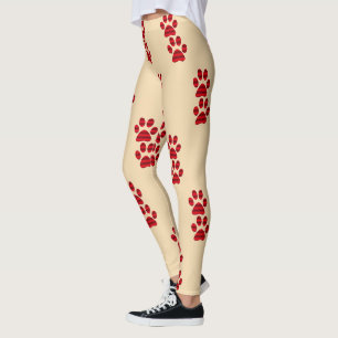 Rode Verlopende Pootafdruk Leggings