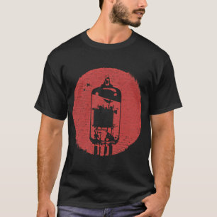 Rode verouderde effect retro vacuümbuis t-shirt