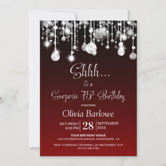 Rode Verrassing 75ste Verjaardagsfeest Kaart (Voorkant)