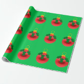 Rode Versiering Met Hulst Groene Inpakpapier (Uitgerold)
