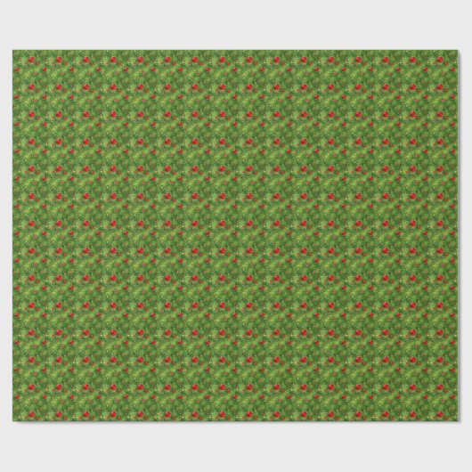 Rode versiering & Zevergroene kerstverpakkings pap Cadeaupapier (Vlak)