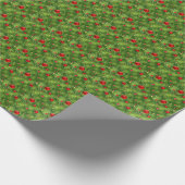 Rode versiering & Zevergroene kerstverpakkings pap Cadeaupapier (Hoek)