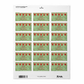 Rode versieringen groene boom persoonlijk adreslab etiket (Full Sheet)