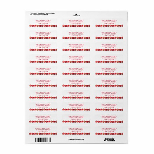 Rode versieringen - Label retouradres (Full Sheet)