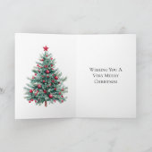 Rode versiersels en ster kerstboom kaart (Binnen)