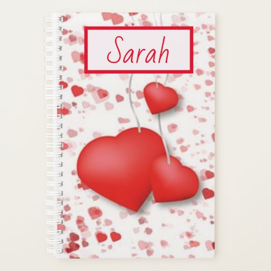 Rode Verspreide Harten en Liefde Gepersonaliseerd Planner (Voorkant)